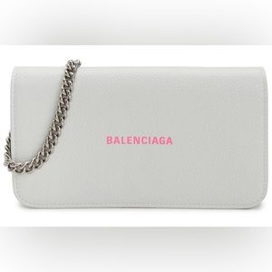Balenciaga leather Crossbody chain bag white/pink
